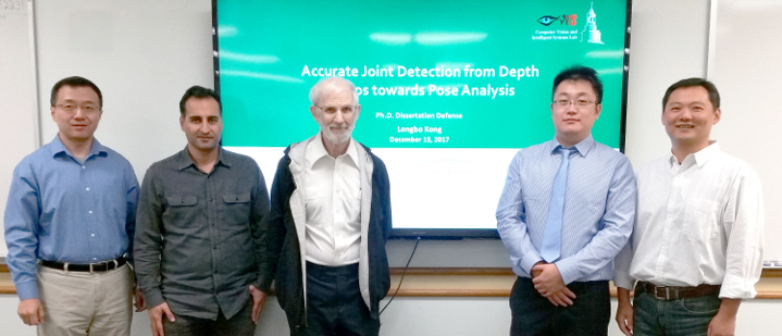 Longbo Kong successfully completed his Ph.D. defense in Dec. 2017